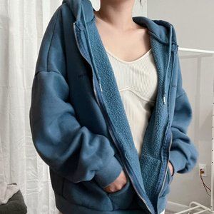 Blue Oversize Zipper Sweater